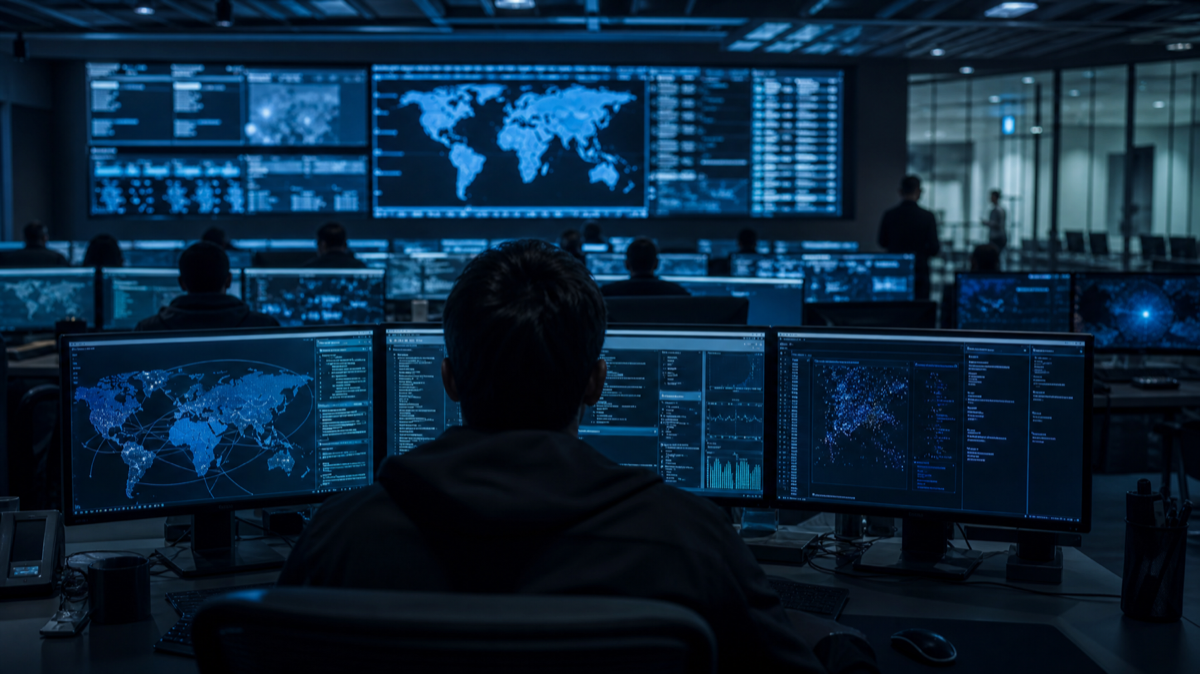 A security operations centre, where analysts monitor for threats that increasingly include AI-generated attack vectors.