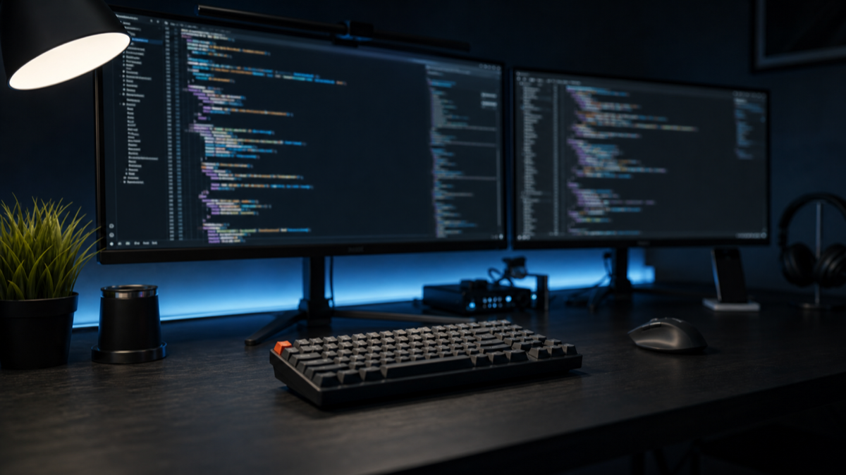 A software engineering workspace — the environment that Devin navigates autonomously, from reading codebases to writing, testing, and merging pull requests.