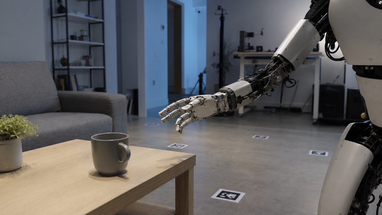 Home robots have to handle clutter, people, pets, fragile objects, and ambiguous instructions that are rare in controlled factory cells. Image: SUPERBASH_.
