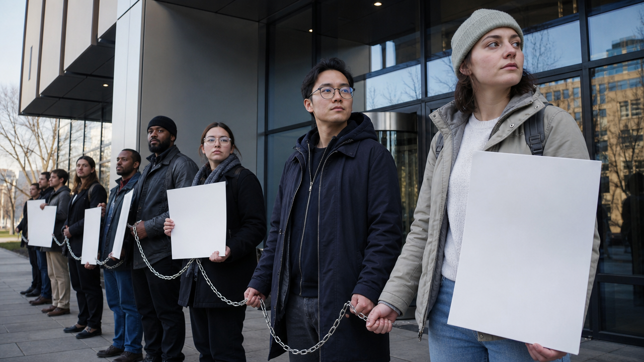 AI safety activism is shifting from online debate toward physical protest at laboratories and public institutions. Image: SUPERBASH_.