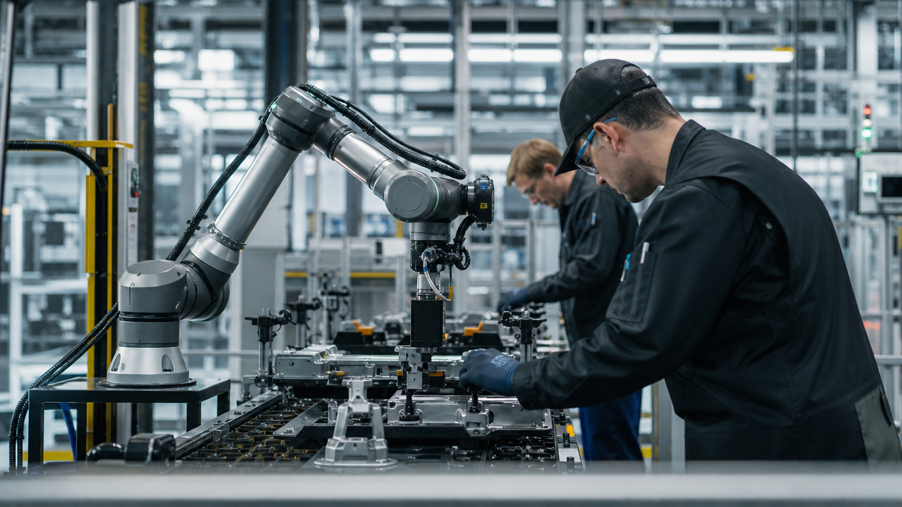 Production robotics depends on perception, safety systems, maintenance and worker integration as much as model capability. Image: SUPERBASH_.