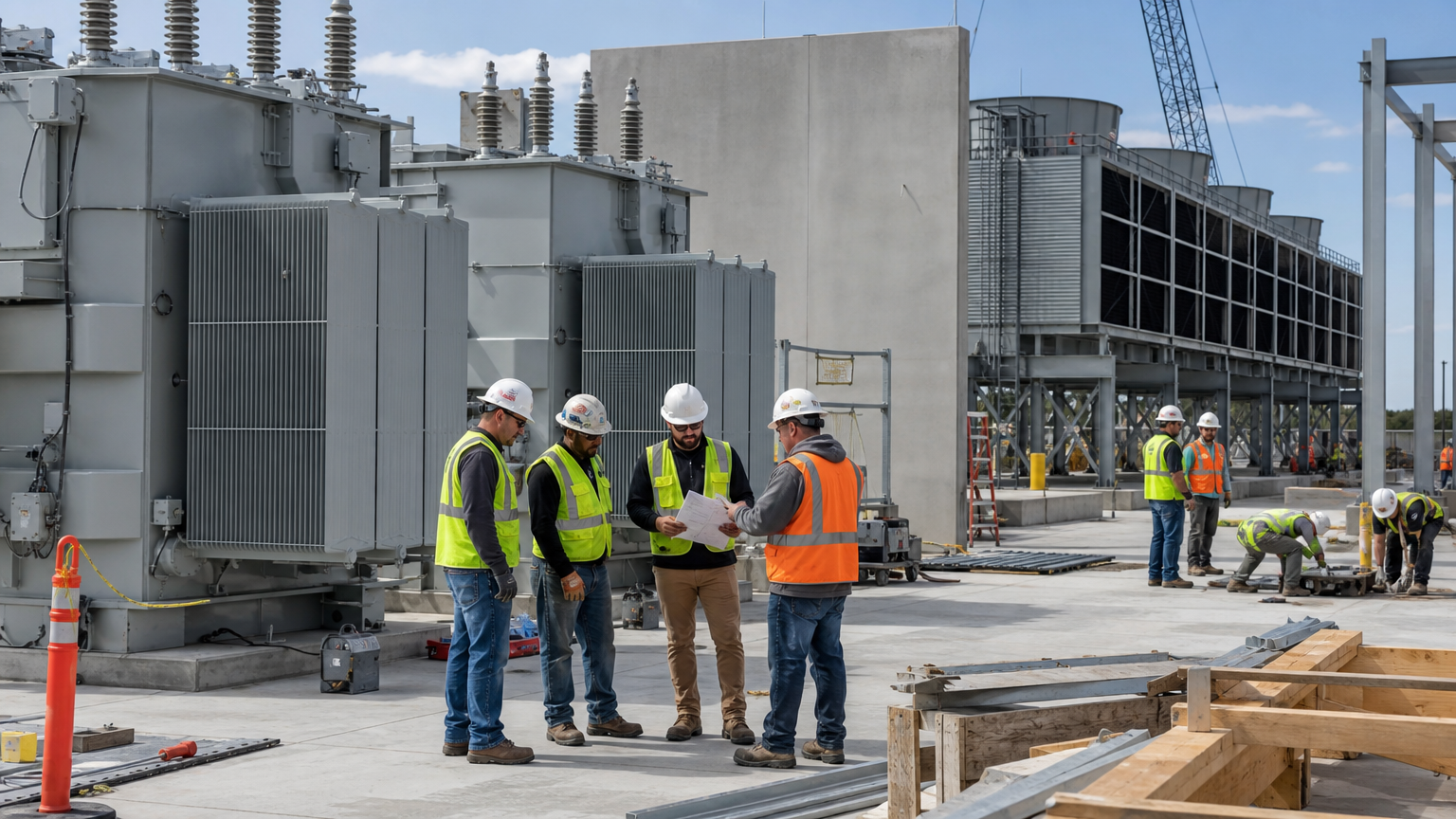 An eight-gigawatt campus is an energy and construction program before it becomes a computing service. Image: SUPERBASH_.