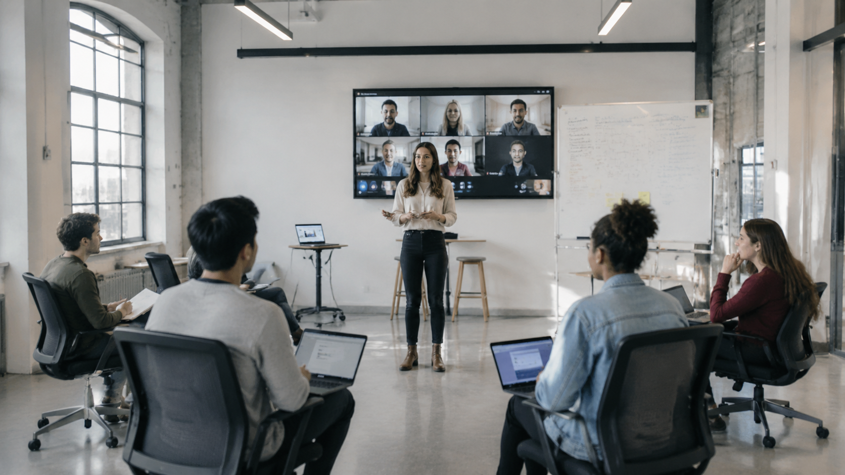 Students interact with AI avatars during practice pitch sessions in Harvard Business School's HBS Foundry program. Image: SUPERBASH_.