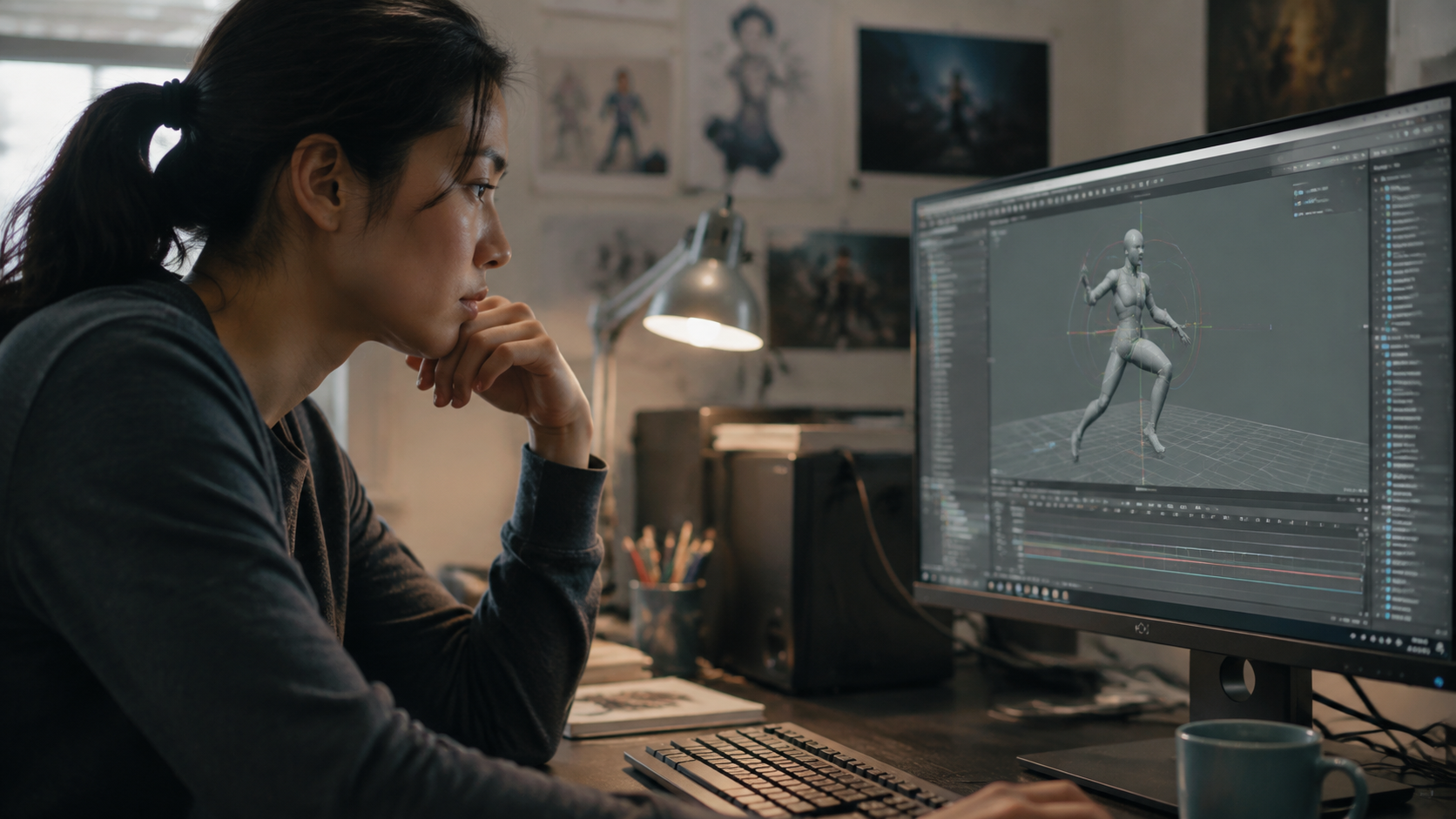 Creative professionals across film, television and animation are increasingly enlisted to train AI systems. Workers report both financial dependence on training contracts and concerns about long-term displacement. Image: SUPERBASH_.