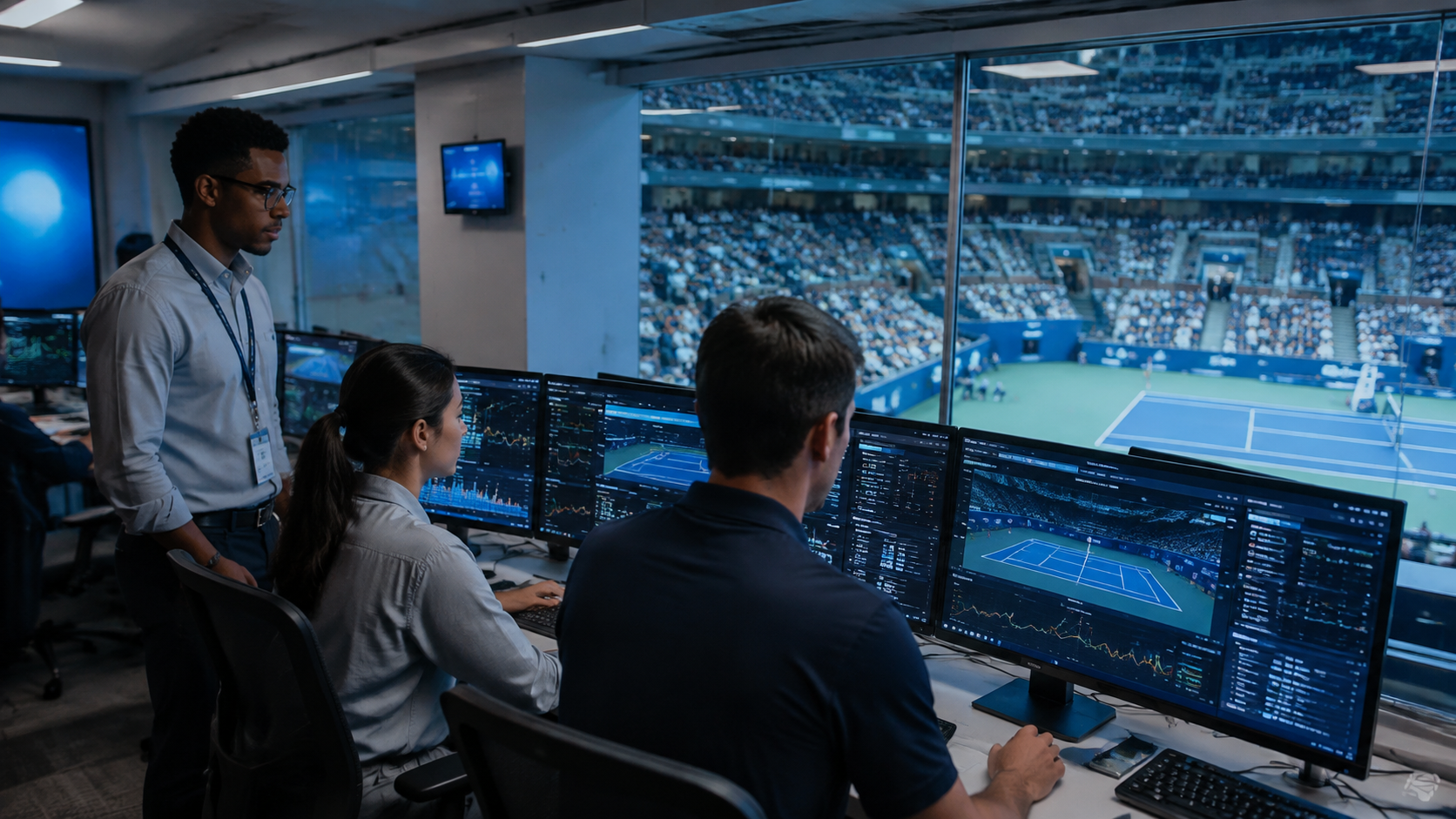 IBM and USTA officials announced the AI-powered fan experience initiative at the 2026 US Open, introducing machine learning systems for real-time match analytics and personalized content delivery. Image: SUPERBASH_.