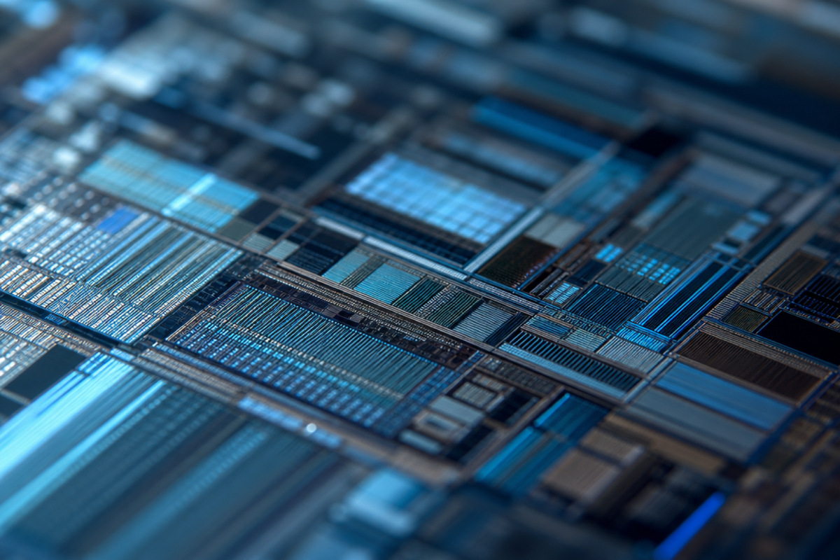 A close-up of a Qualcomm Snapdragon chip — the silicon enabling on-device AI capabilities in the latest generation of Windows laptops.