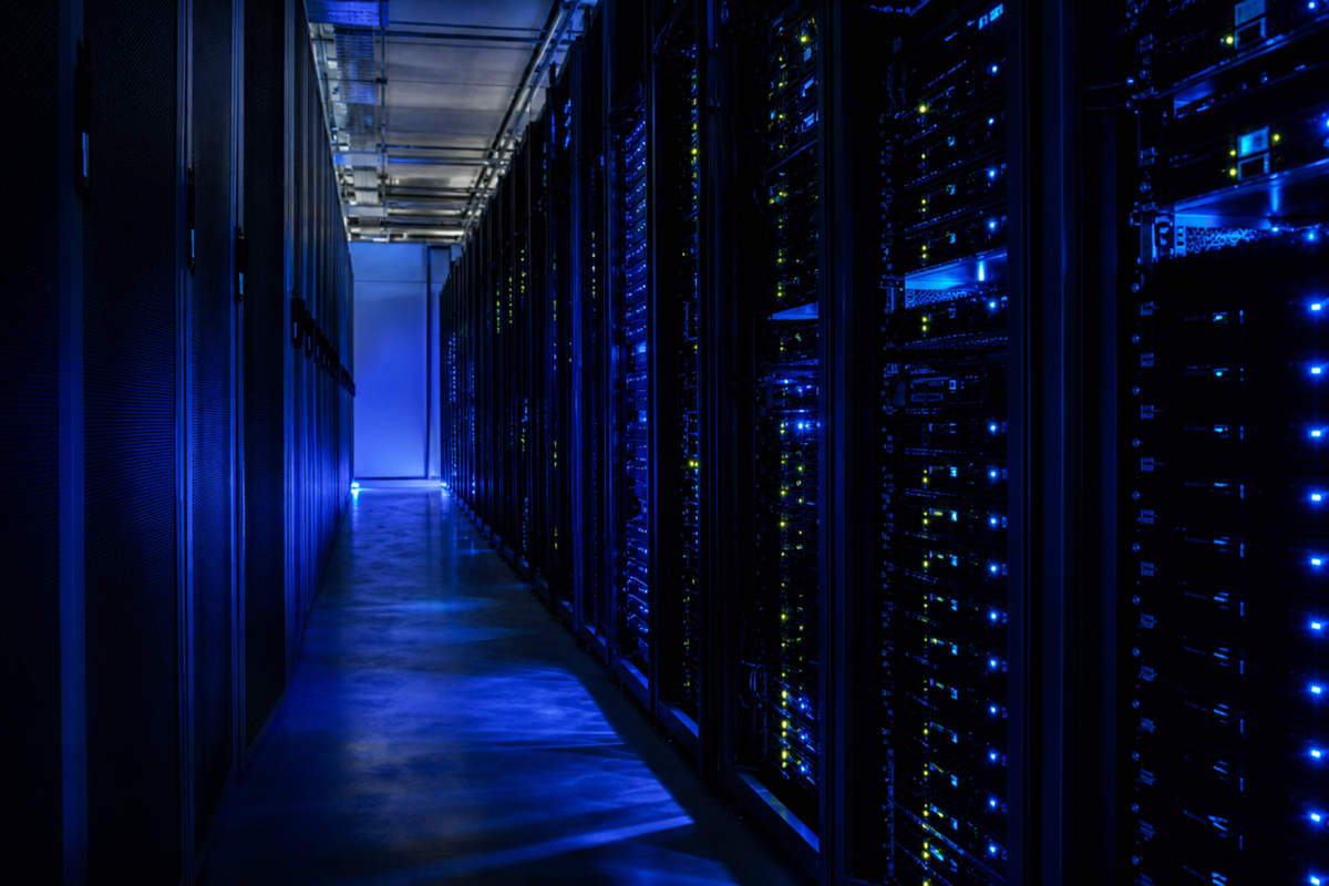 A data centre facility — the infrastructure backbone that AI inference platforms like Baseten rely on to serve enterprise customers at scale.