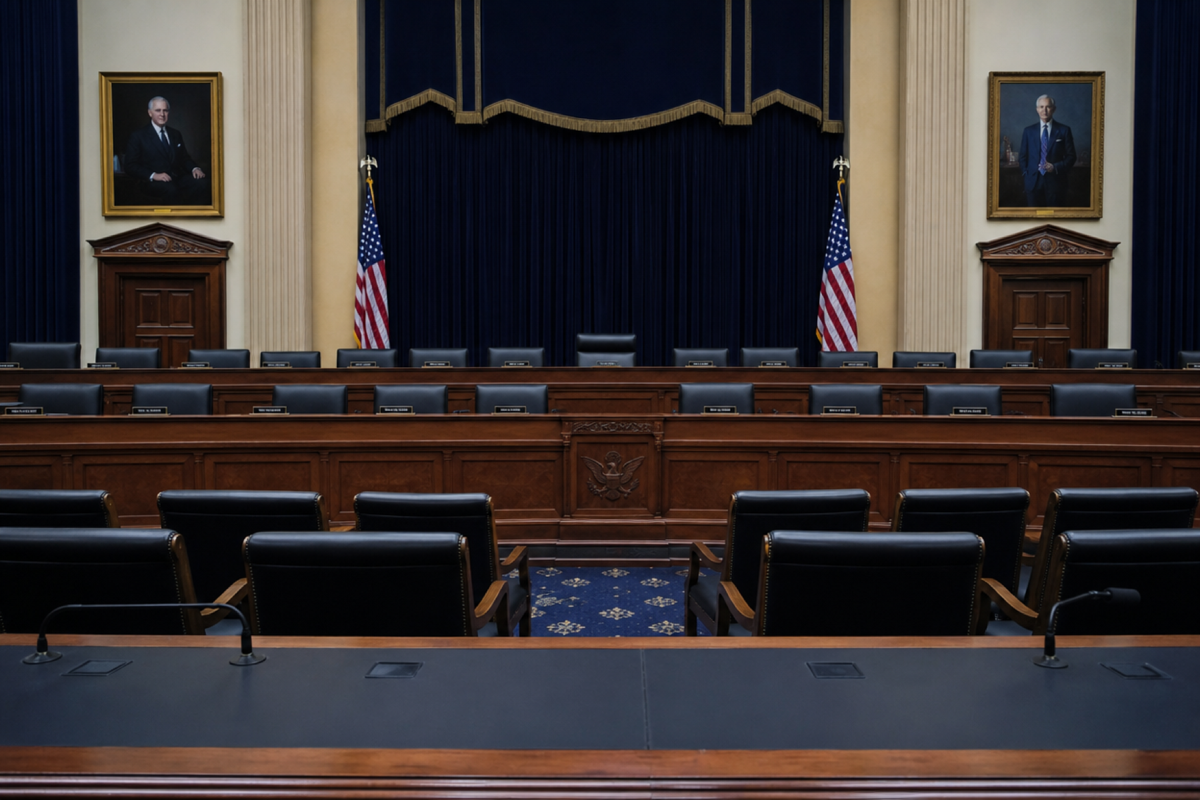 A congressional hearing room — the setting where AI policy is increasingly being shaped by testimony from technologists, ethicists, and civil society advocates.