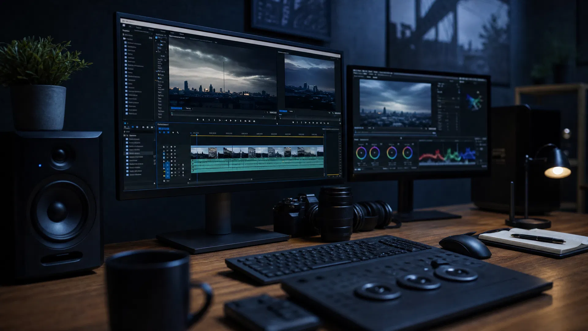 A media production workstation running Gemini Omni's video editing interface during the Google I/O 2026 demonstration.